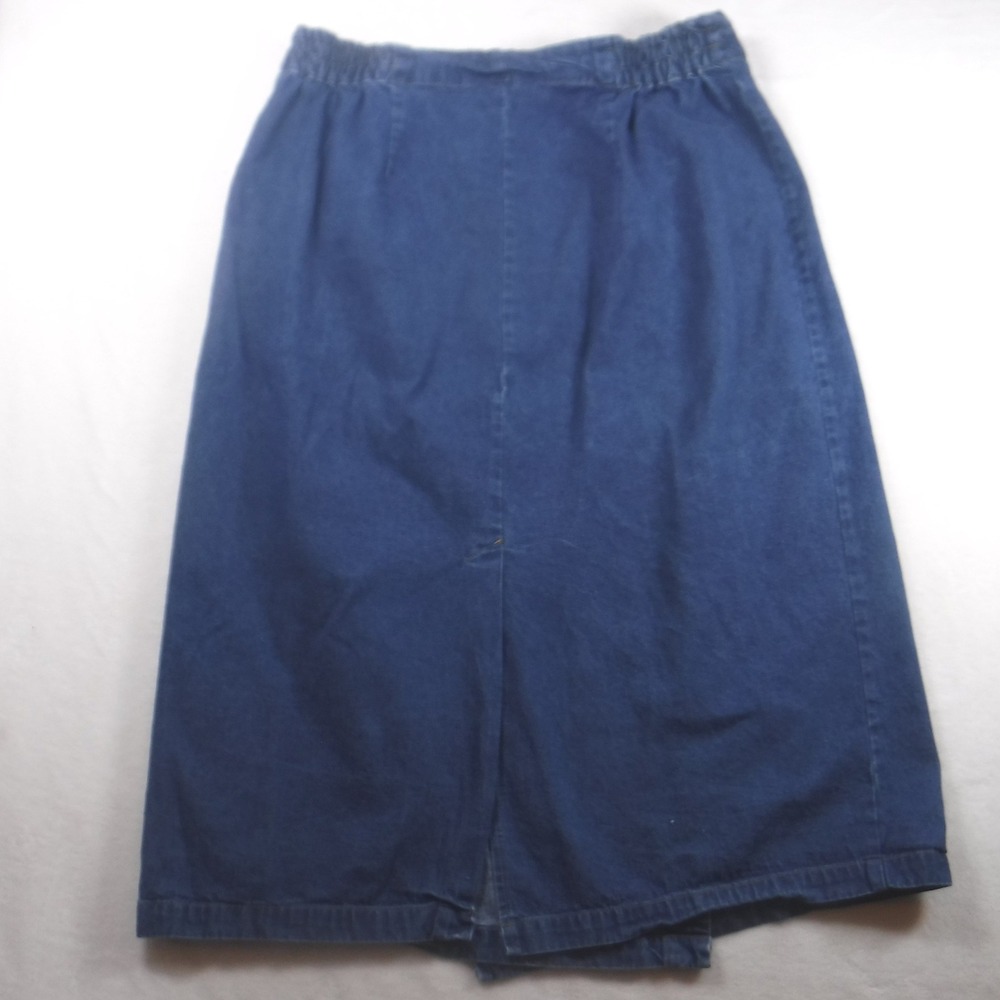 VTG Original TY Wear Denim Wrap Skirt Women 20W Blue Midi Buffalo Nickel Buttons - Picture 5 of 9